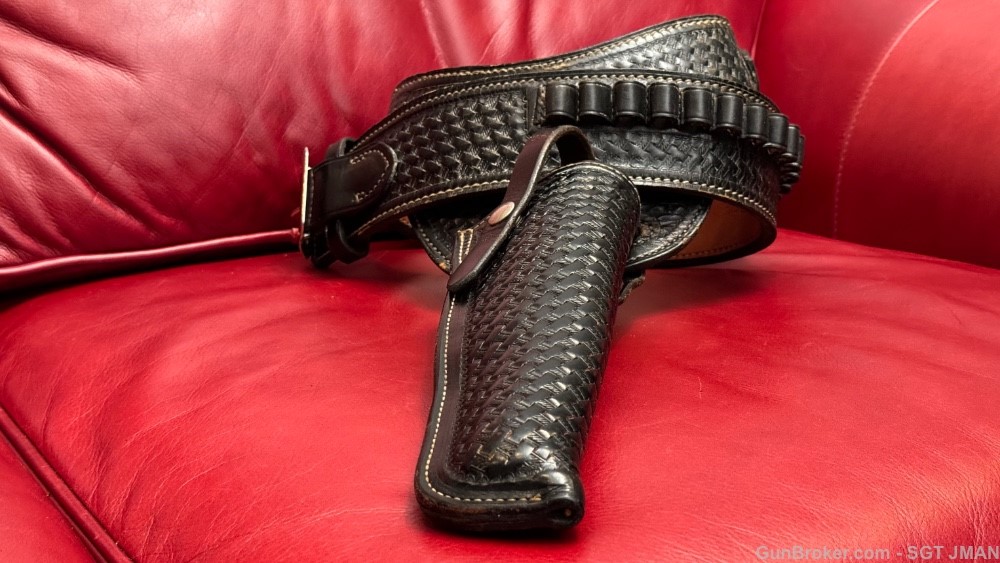 George Lawrence Basketweave Holster Rig Ruger 44 Mag30 Carbine 7 12” Holsters And Gun 3650